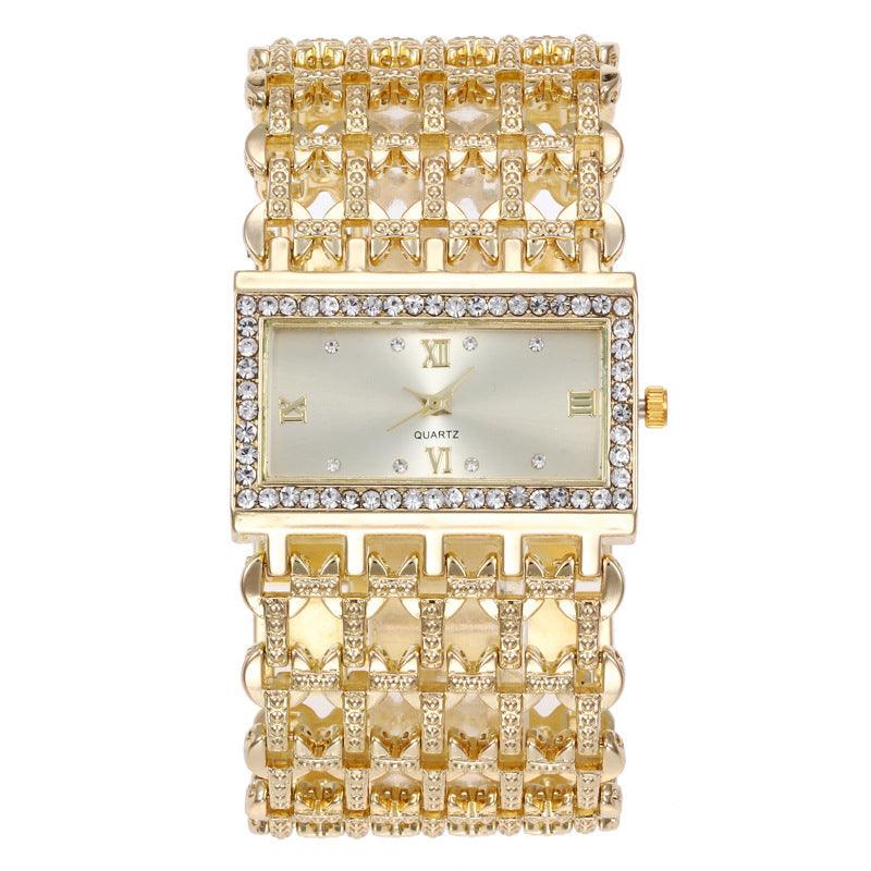 Women's Steel Band Diamond Watch Square Roman Rhinestone - Aaryan Malik اريان مالك