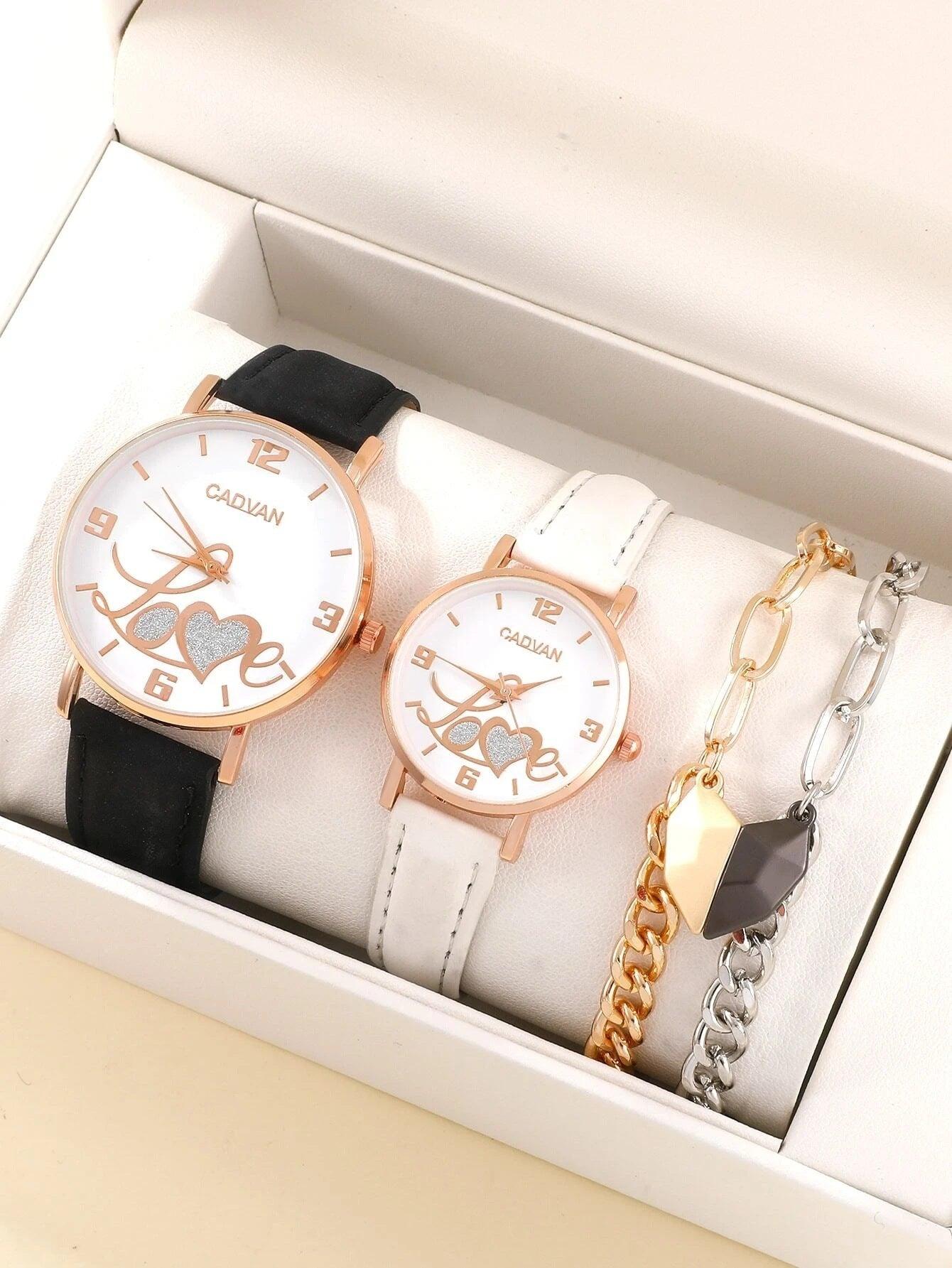 New Fashion Simple All-match Couple Watch Heart Bracelet Suit - Aaryan Malik اريان مالك