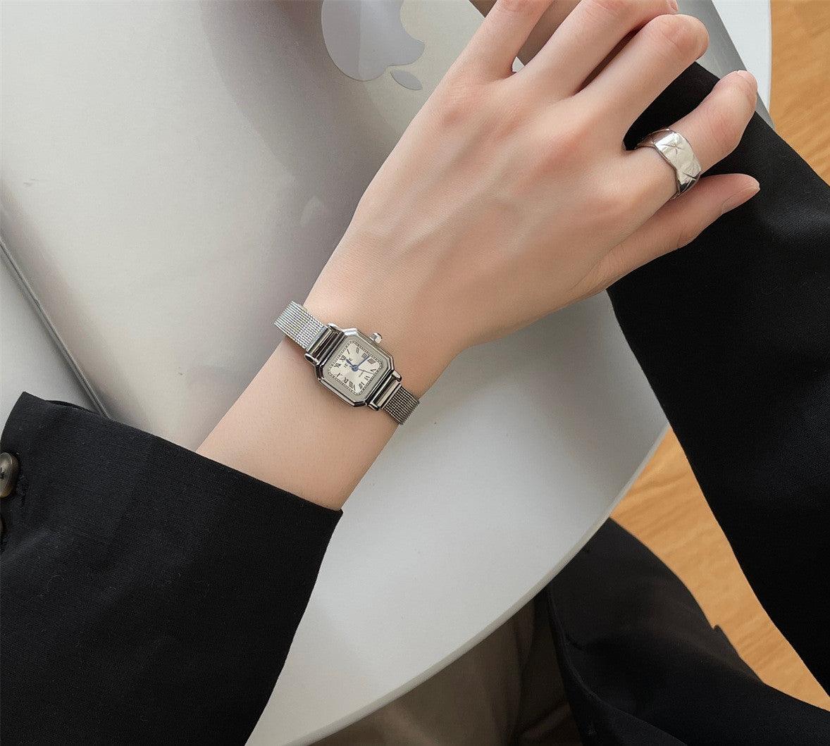 Small Square Retro Small Sugar Cube Steel Watch Women - Aaryan Malik اريان مالك