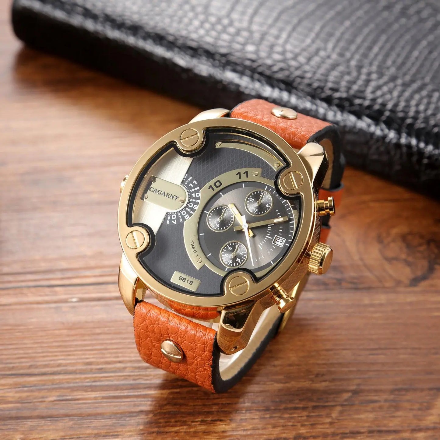 Large Dial Quartz Watch Calendar Belt Style Men's Wrist Watch - Aaryan Malik اريان مالك