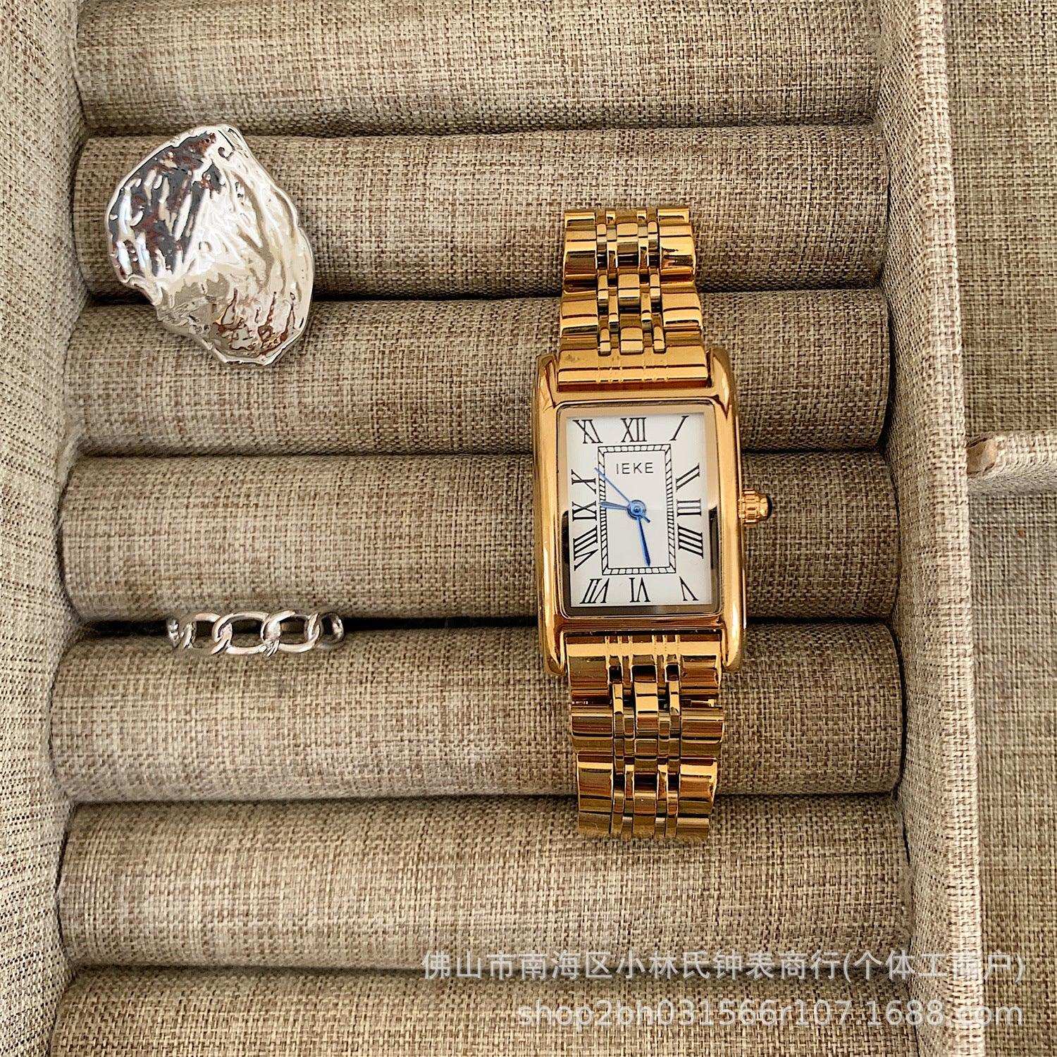 Retro Small Golden Watch Steel Belt Women's Middle Ancient - Aaryan Malik اريان مالك
