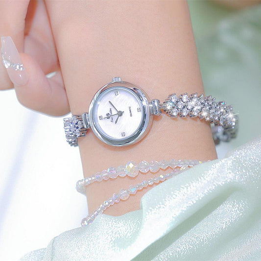 Mermaid Light Luxury Diamond Small Gold And Silver Chain Watch - Aaryan Malik اريان مالك