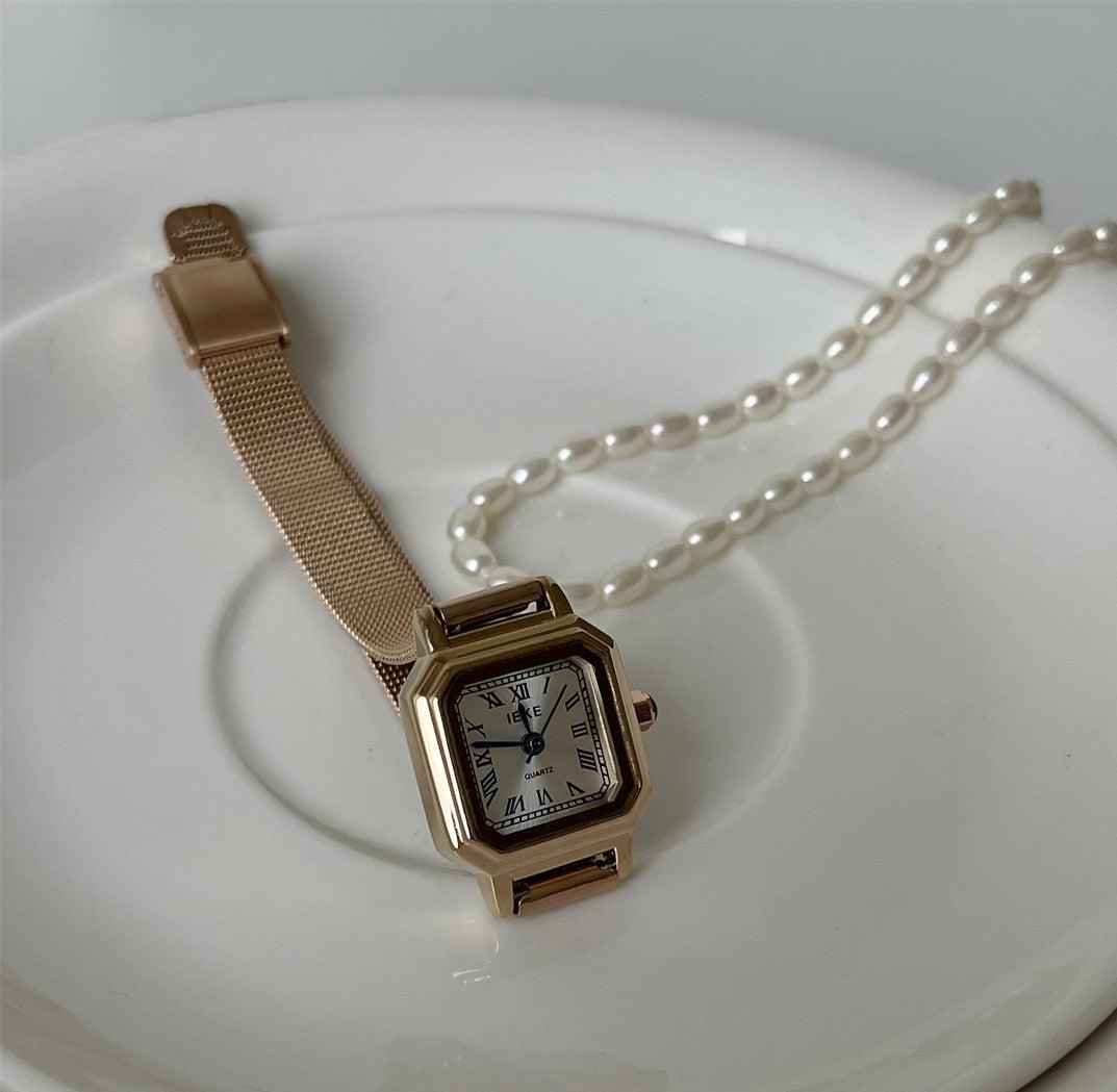 Small Square Retro Small Sugar Cube Steel Watch Women - Aaryan Malik اريان مالك
