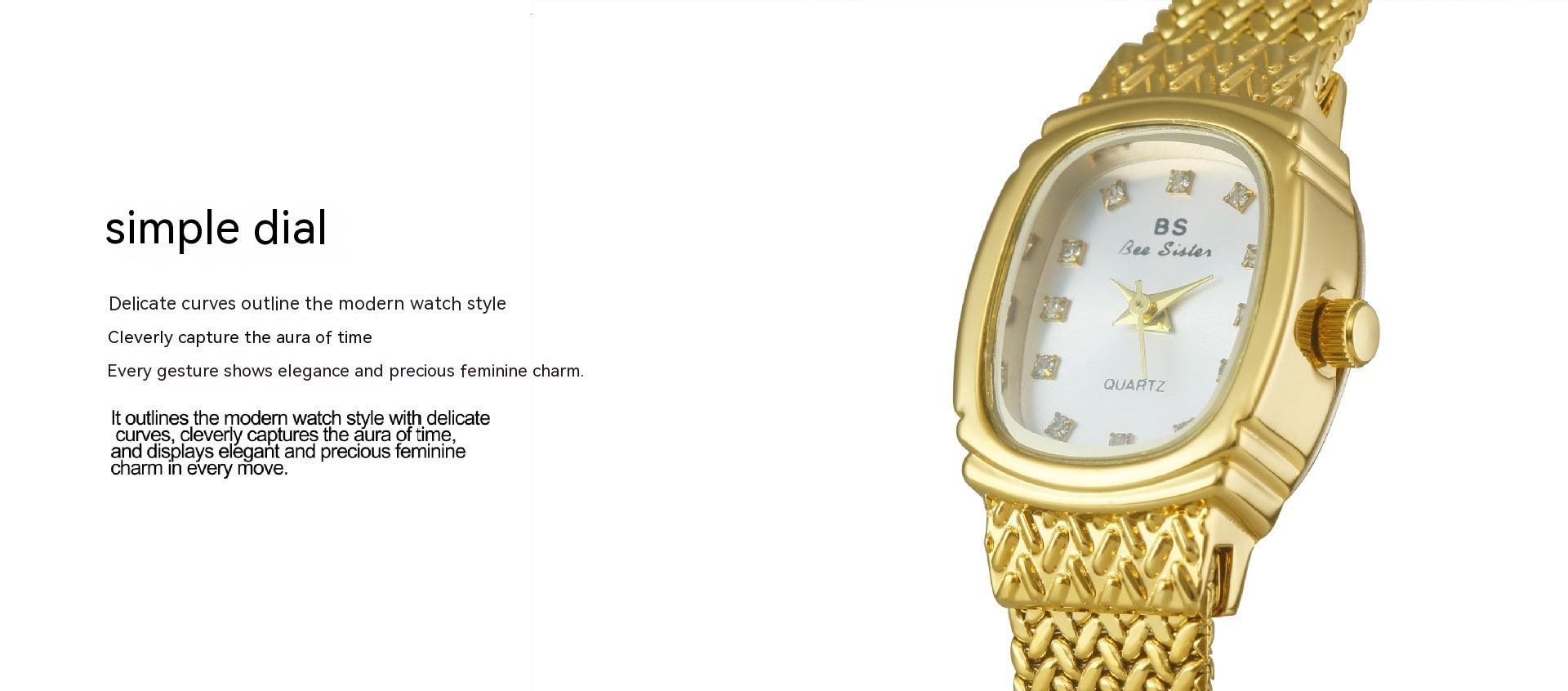 Light Luxury INS Wheat Table Simple Temperament Small Golden Watch - Aaryan Malik اريان مالك