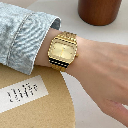 Square Elegant Small Golden Watch Retro Design - Aaryan Malik اريان مالك