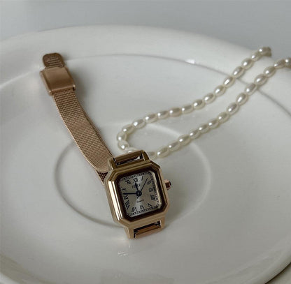 Small Square Retro Small Sugar Cube Steel Watch Women - Aaryan Malik اريان مالك