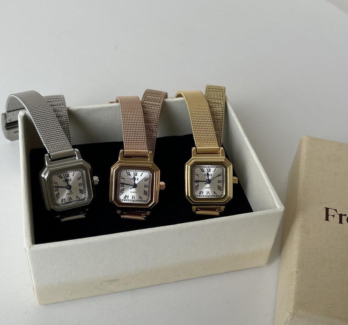 Small Square Retro Small Sugar Cube Steel Watch Women - Aaryan Malik اريان مالك