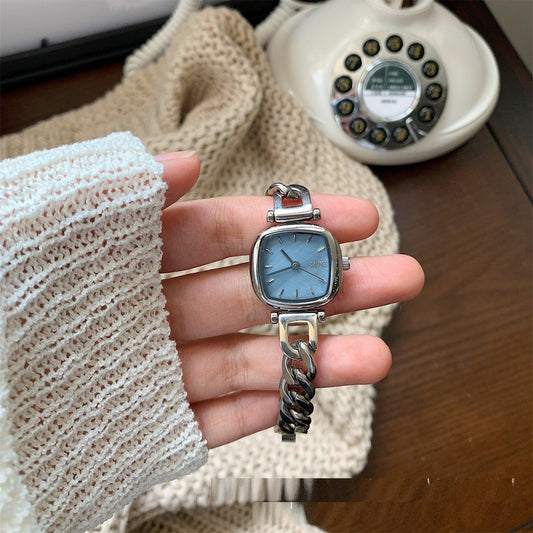 Ocean Blue Gradient Fritillary Small Sugar Cube Bracelet Women's Watch Light Luxury High Sense Ins - Aaryan Malik اريان مالك