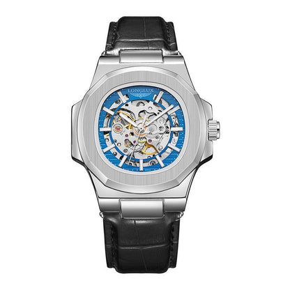Barrel-shaped Leather Belt Men's Waterproof Mechanical Watch - Aaryan Malik اريان مالك