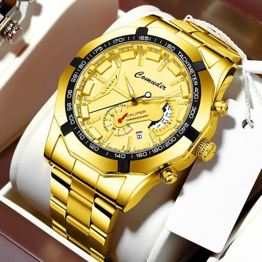 Automatic Movement Watch Men's Calendar Waterproof Luminous Non-mechanical Watch Large Dial - Aaryan Malik اريان مالك
