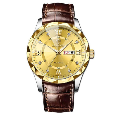Genuine Leather Men's Waterproof Leisure Fashion Business Men's Student Quartz Watch - Aaryan Malik اريان مالك