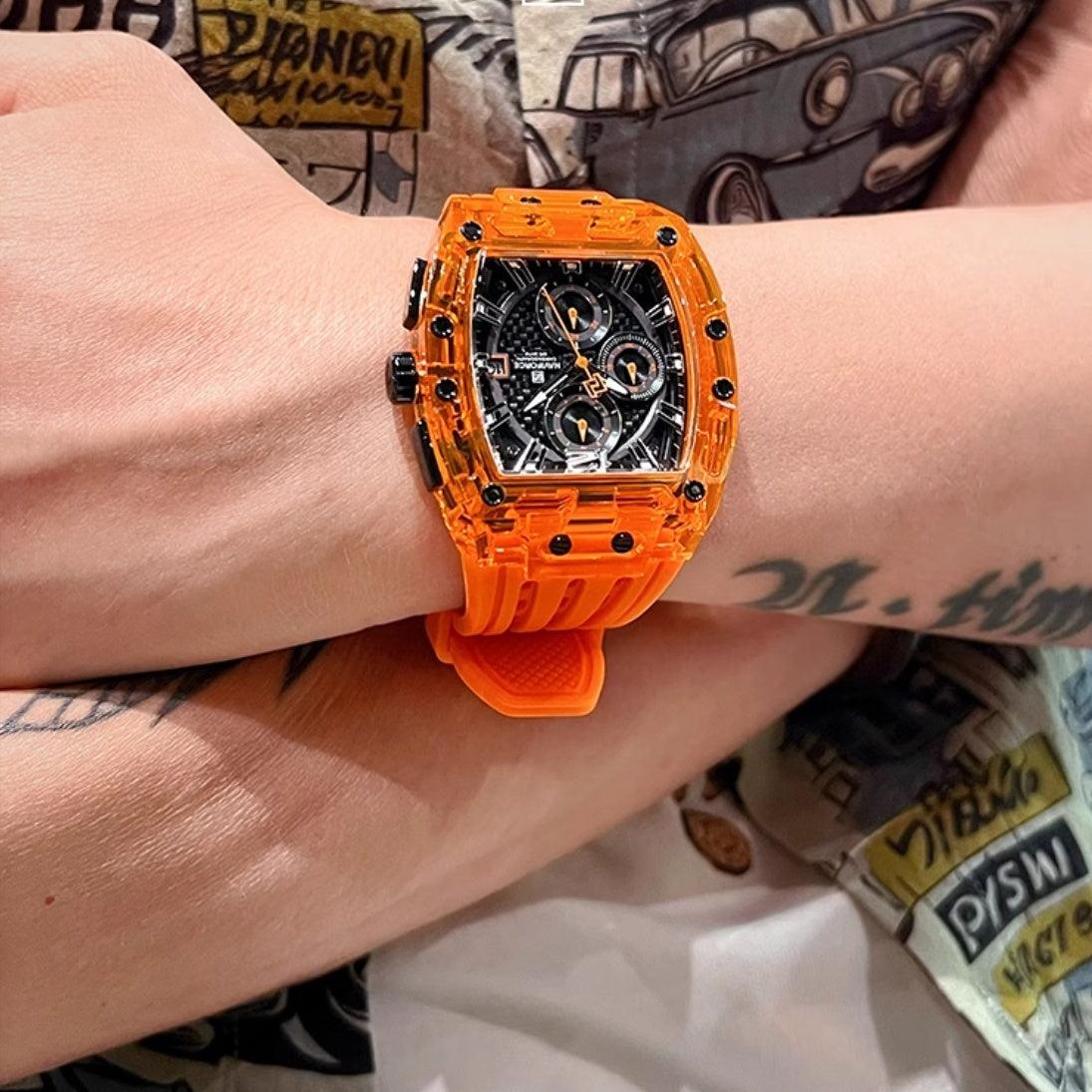 Barrel-type Transparent Shell Silicone Band Colorful Waterproof Watch - Aaryan Malik اريان مالك