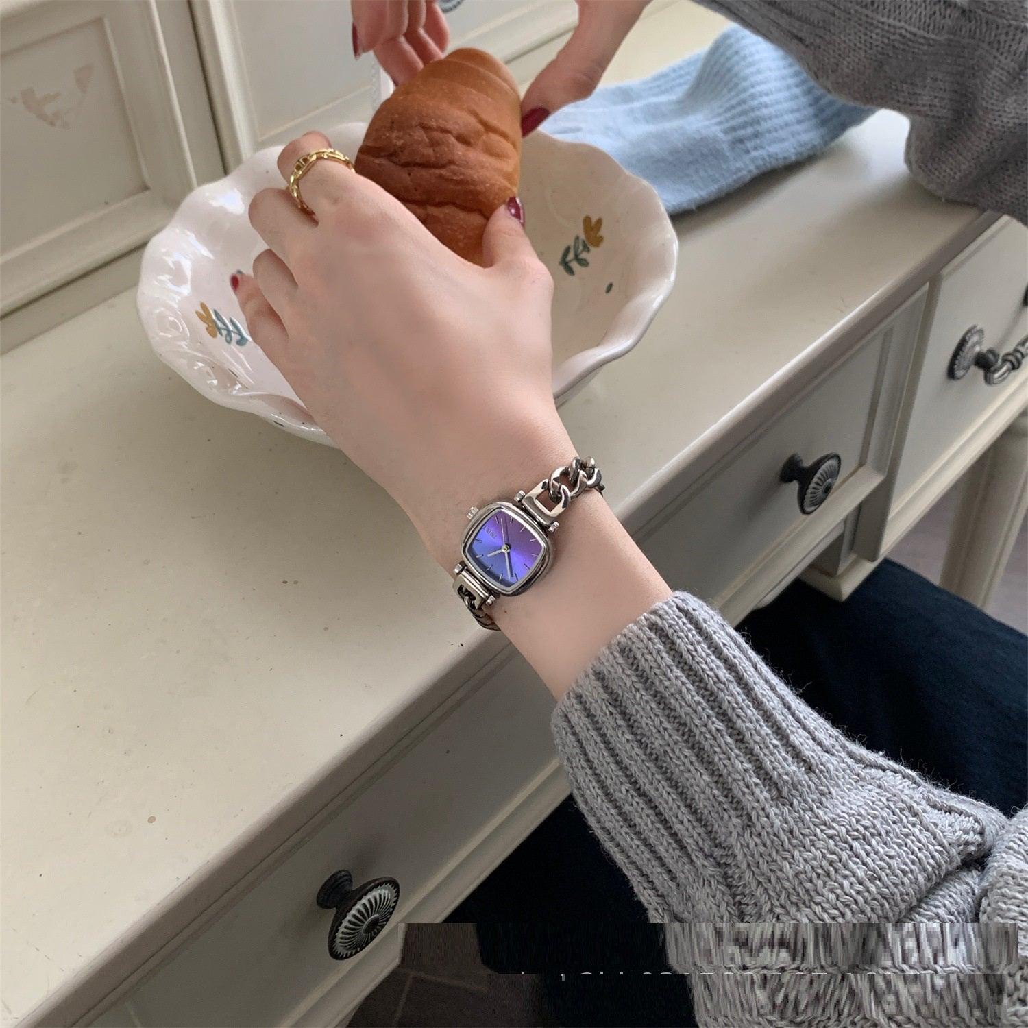 Ocean Blue Gradient Fritillary Small Sugar Cube Bracelet Women's Watch Light Luxury High Sense Ins - Aaryan Malik اريان مالك