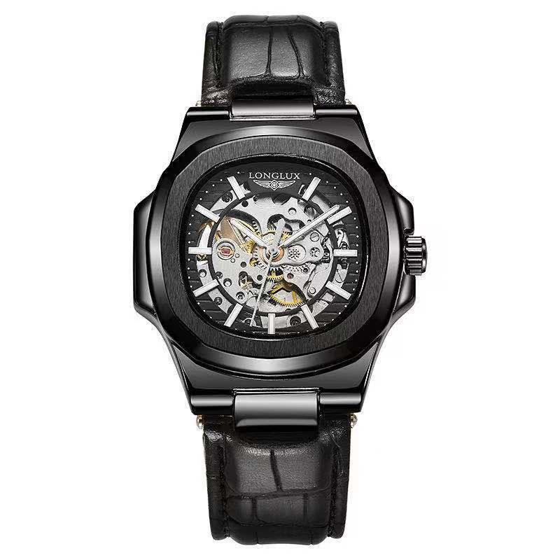Barrel-shaped Leather Belt Men's Waterproof Mechanical Watch - Aaryan Malik اريان مالك