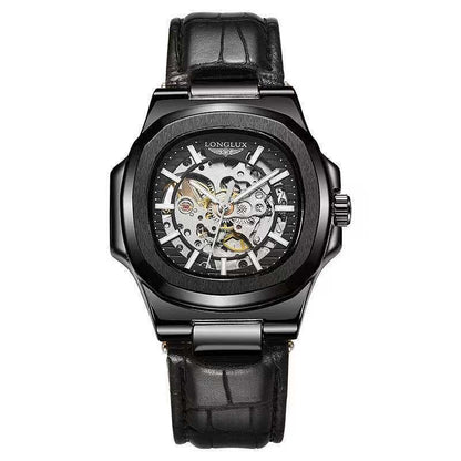 Barrel-shaped Leather Belt Men's Waterproof Mechanical Watch - Aaryan Malik اريان مالك