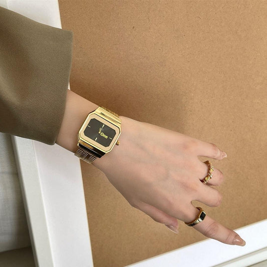Light Luxury Cold Style High-grade Square Large Dial Watch For Women - Aaryan Malik اريان مالك
