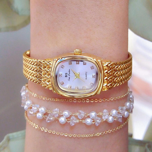 Light Luxury INS Wheat Table Simple Temperament Small Golden Watch - Aaryan Malik اريان مالك