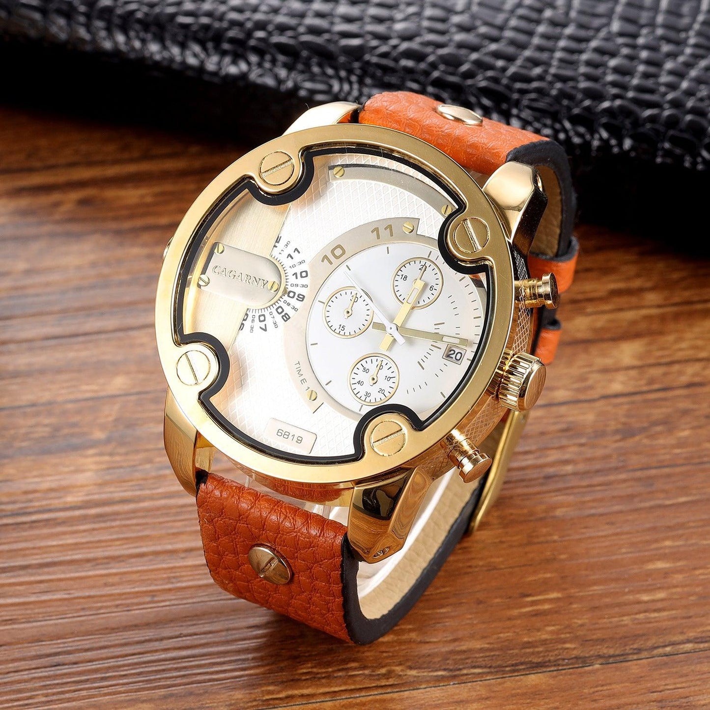 Large Dial Quartz Watch Calendar Belt Style Men's Wrist Watch - Aaryan Malik اريان مالك