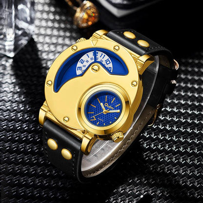 Gold Multi-functional Exaggerated Dial Watch For Men - Aaryan Malik اريان مالك