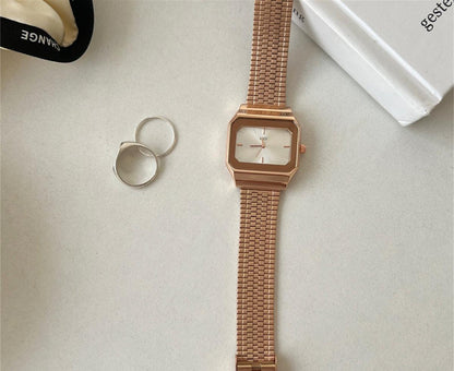 Square Elegant Small Golden Watch Retro Design - Aaryan Malik اريان مالك