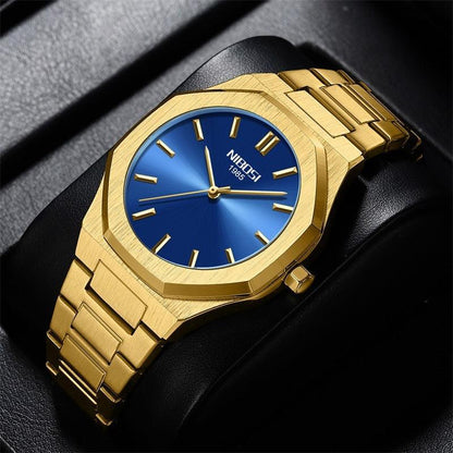 Simple Gold Men's Watch Student Quartz Watch - Aaryan Malik اريان مالك