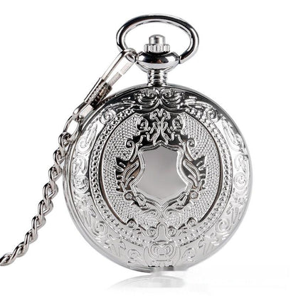 Flip Necklace Gold Double-sided Carved Shield Manual Manipulator Pocket Watch - Aaryan Malik اريان مالك