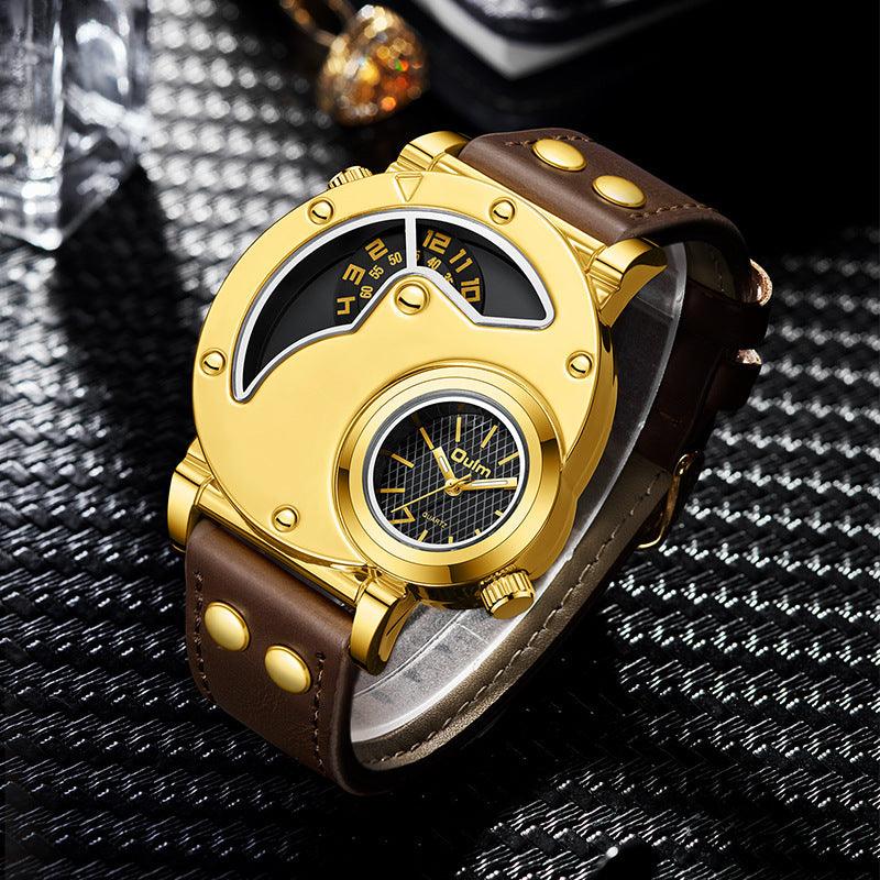Gold Multi-functional Exaggerated Dial Watch For Men - Aaryan Malik اريان مالك