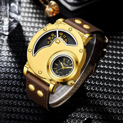Gold Multi-functional Exaggerated Dial Watch For Men - Aaryan Malik اريان مالك