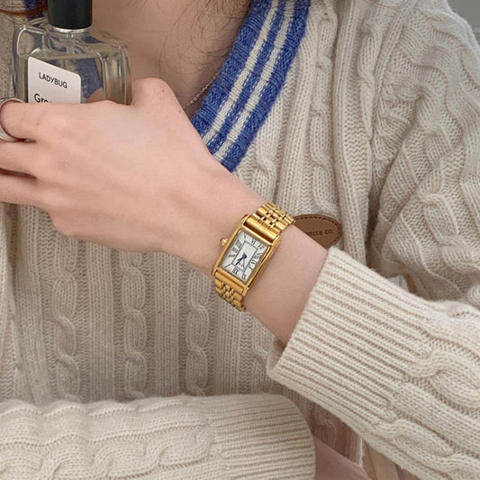 Retro Small Golden Watch Steel Belt Women's Middle Ancient - Aaryan Malik اريان مالك