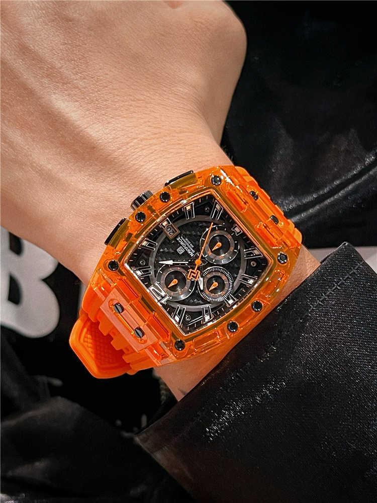 Barrel-type Transparent Shell Silicone Band Colorful Waterproof Watch - Aaryan Malik اريان مالك