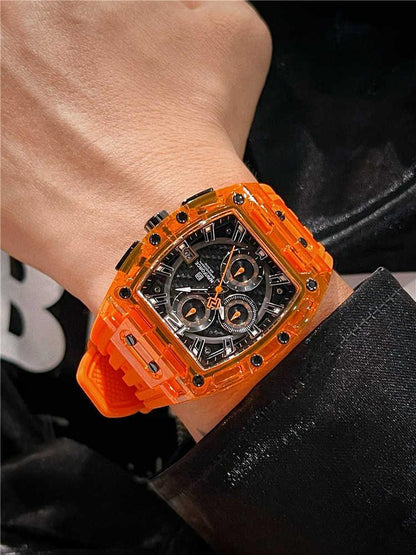 Barrel-type Transparent Shell Silicone Band Colorful Waterproof Watch - Aaryan Malik اريان مالك