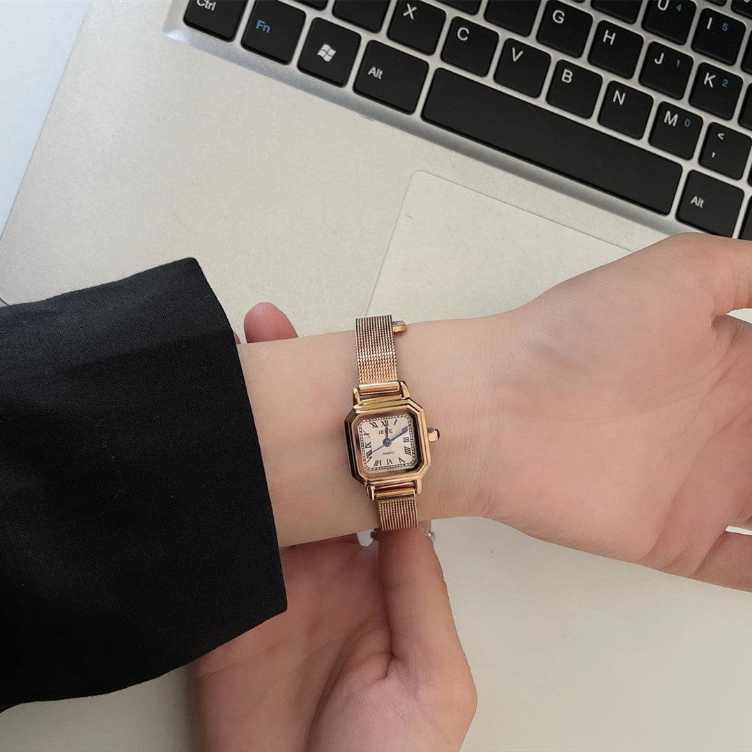 Small Square Retro Small Sugar Cube Steel Watch Women - Aaryan Malik اريان مالك