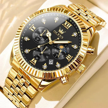 Men's Fashionable Golden Quartz Watch - Aaryan Malik اريان مالك