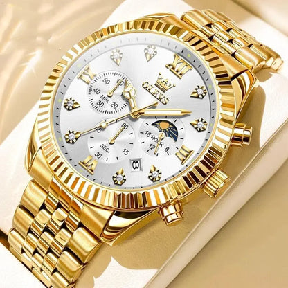 Men's Fashionable Golden Quartz Watch - Aaryan Malik اريان مالك