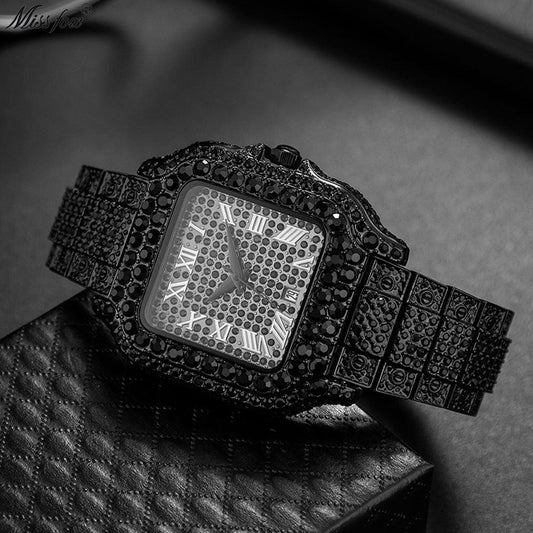 Straight European Hip Hop Diamond Quartz Wrist Watch - Aaryan Malik اريان مالك