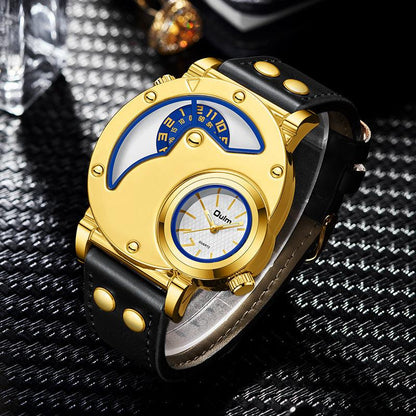 Gold Multi-functional Exaggerated Dial Watch For Men - Aaryan Malik اريان مالك